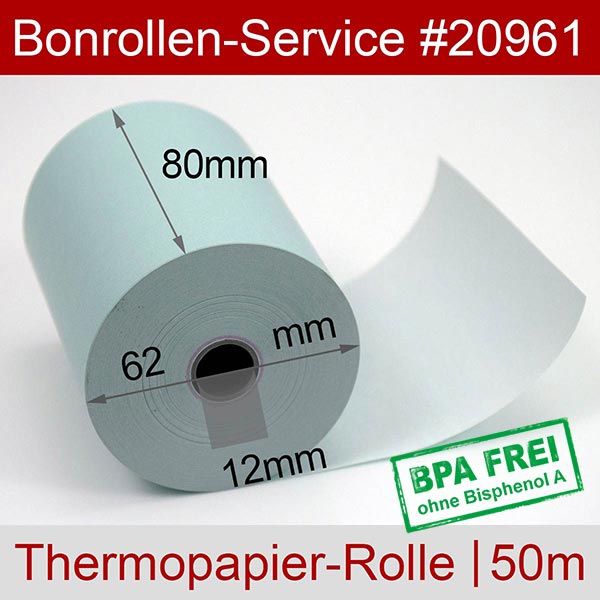 Detailansicht mit Rollenmaßen - Thermorollen / Kassenrollen 80/50m/12 | blau | BPA-frei für Star TSP 600