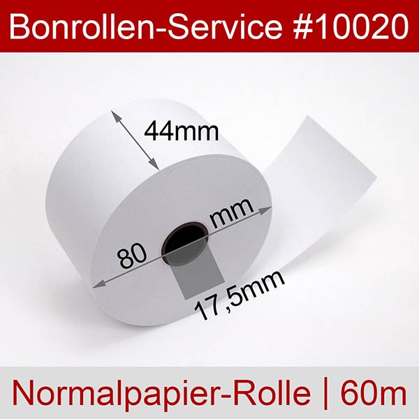 Bonrollen / Kassenrollen - Normalpapier | weiß | 44/80/17,5 - Einzelrolle