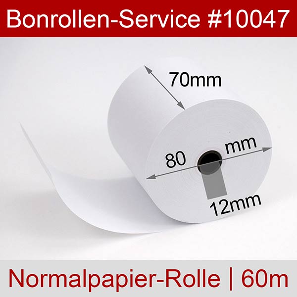 Detailansicht mit Rollenmaßen - Bonrollen / Kassenrollen - Normalpapier | weiß | 70/80/12 für Epson TM-U950