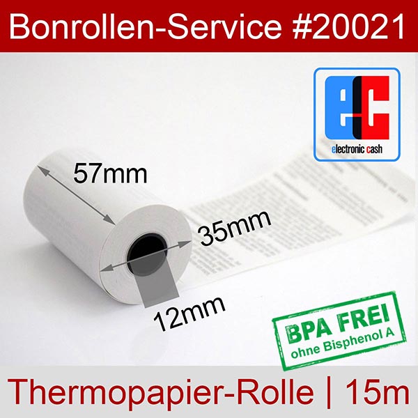 Detailansicht mit Rollenmaßen - EC-Rollen 57/15m/12 mit SEPA-Text | weiß | BPA-frei für Ready2Order readyP2