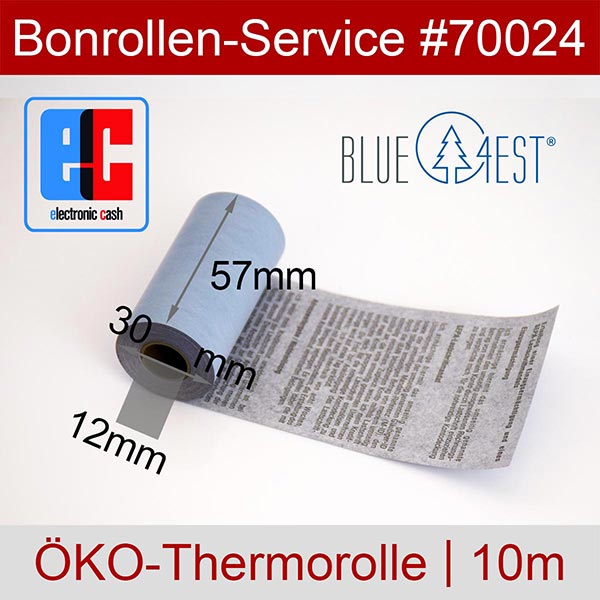 Detailansicht mit Rollenmaßen - Öko-EC-Rollen 57/10m/12 mit SEPA-Text | blau | Blue4est® für Bixolon SPP-A200