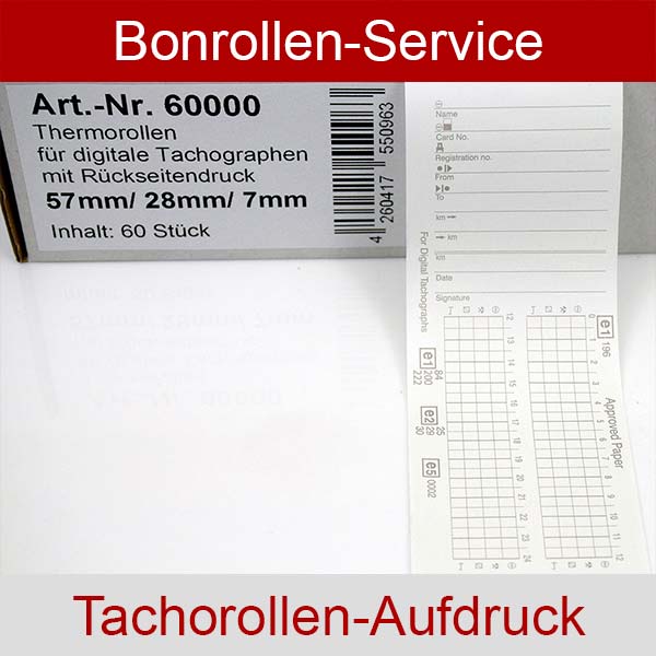 Weitere Informationen zu Tachographenrollen / Tachorollen, 57 / 8m / 7 mit Rückseitendruck für Stoneridge SE5000 Exakt Duo