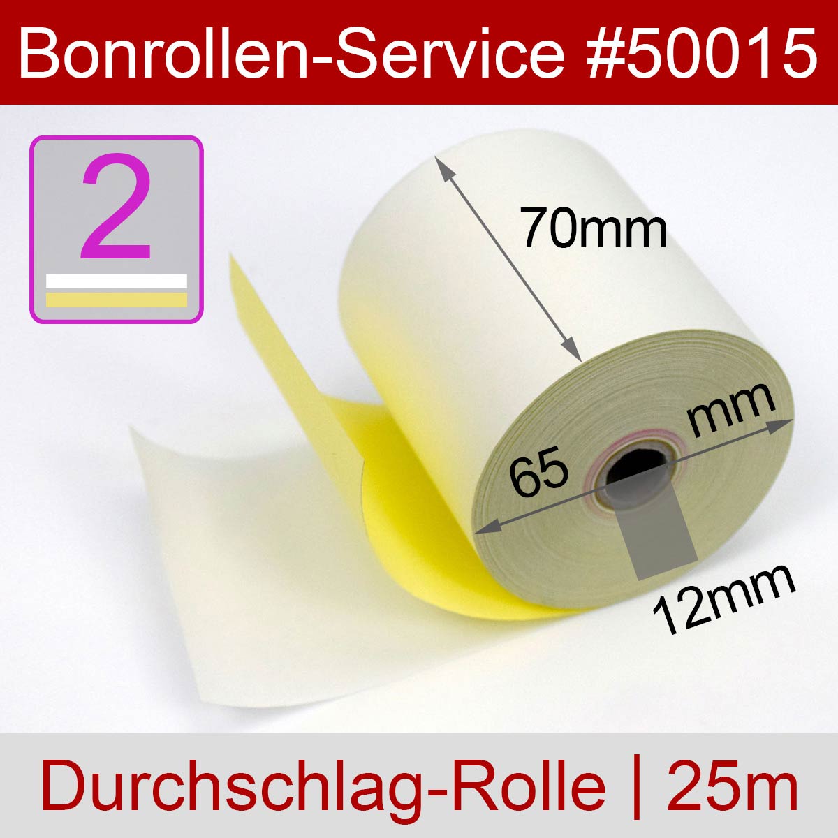 Durchschlagpapier-Rollen 70 / 25m / 12 weiß - Detailansicht