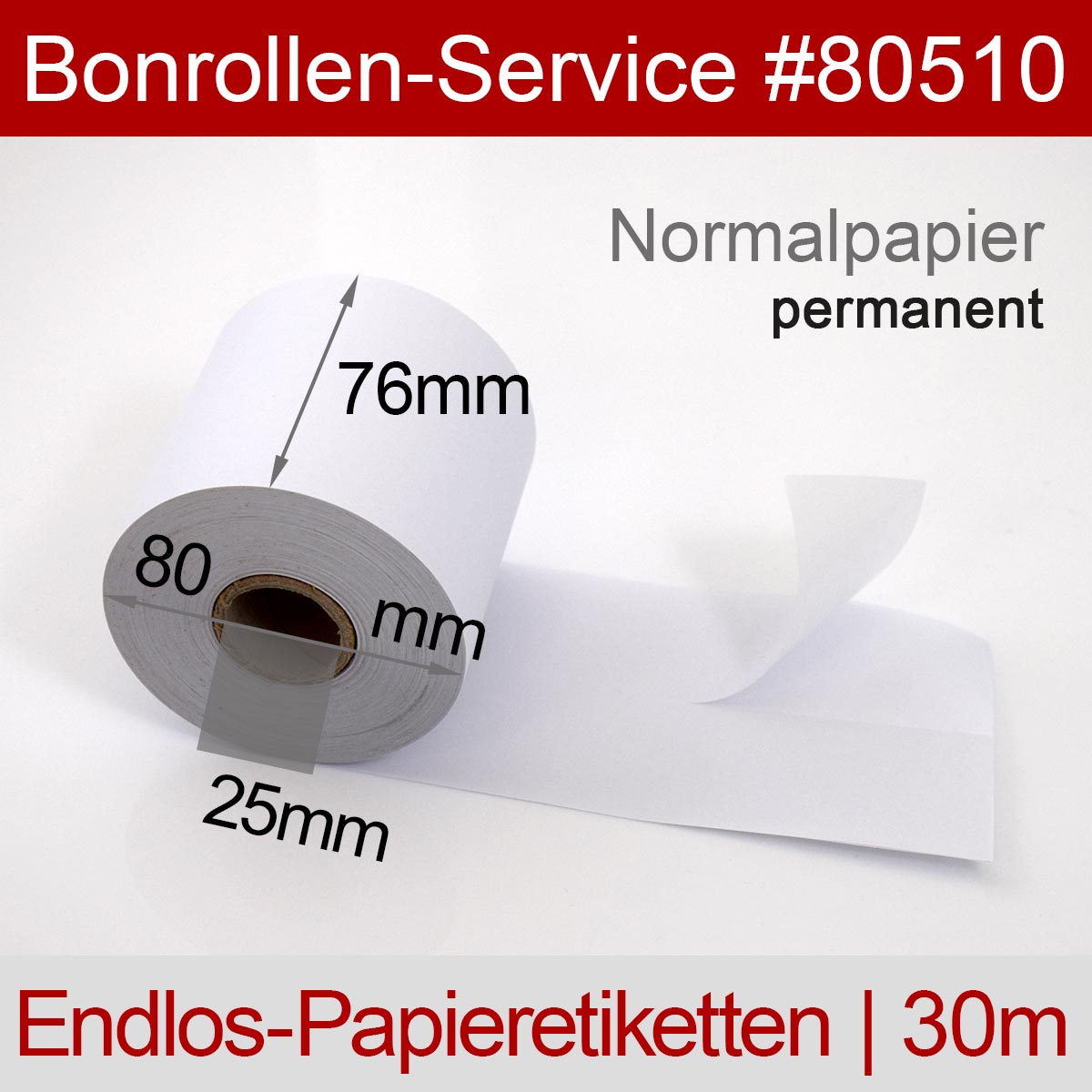 Etiketten-Rollen Normalpapier 79 30m 25, permanent - Detailansicht