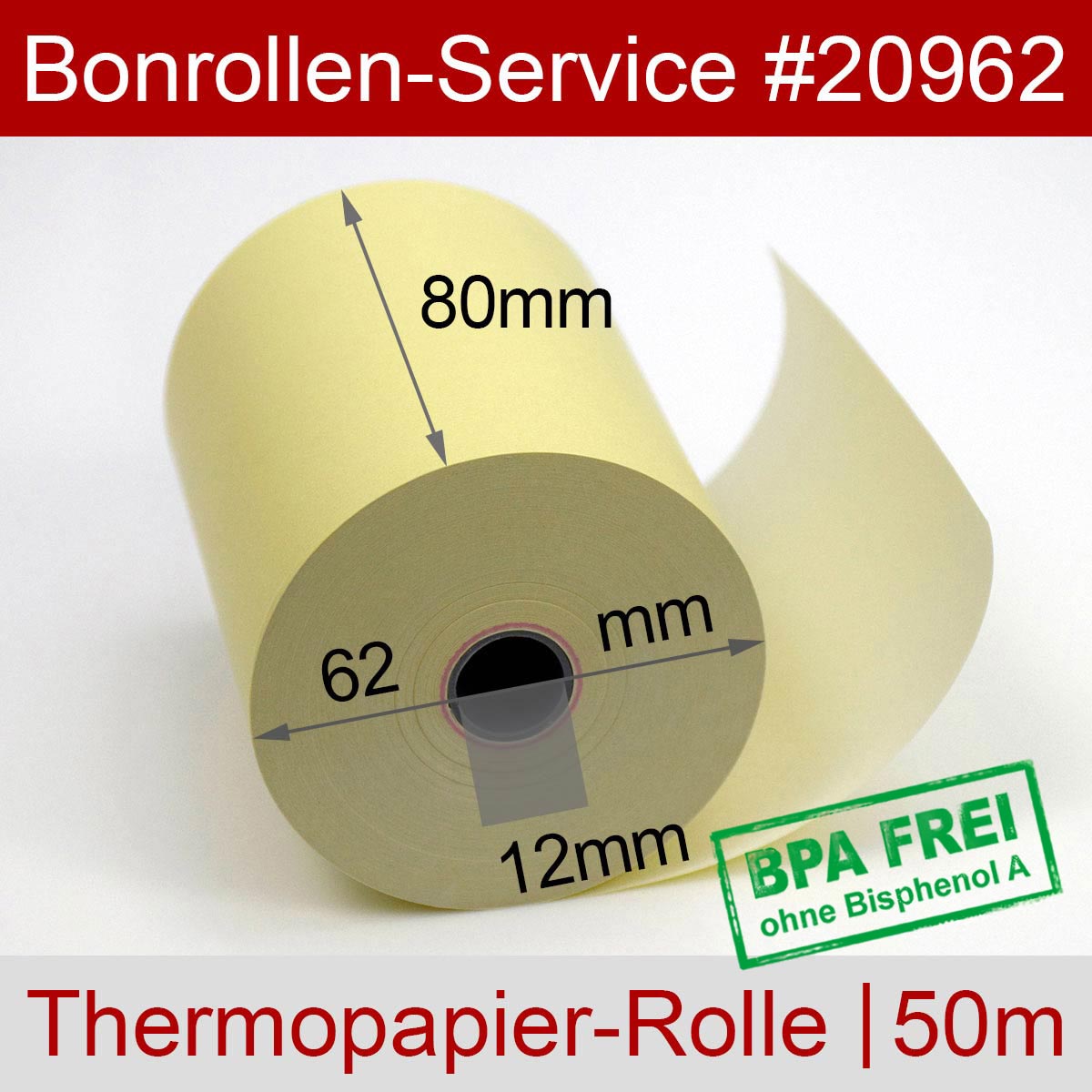 Thermorollen BPA-frei 80 / 50m / 12 gelb - Detailansicht