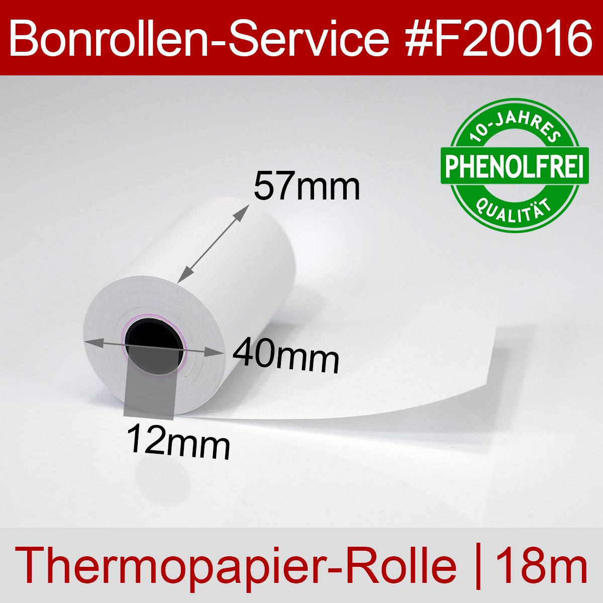 Phenolfreie Thermorollen 57 / 18m / 12 weiß - Detailansicht