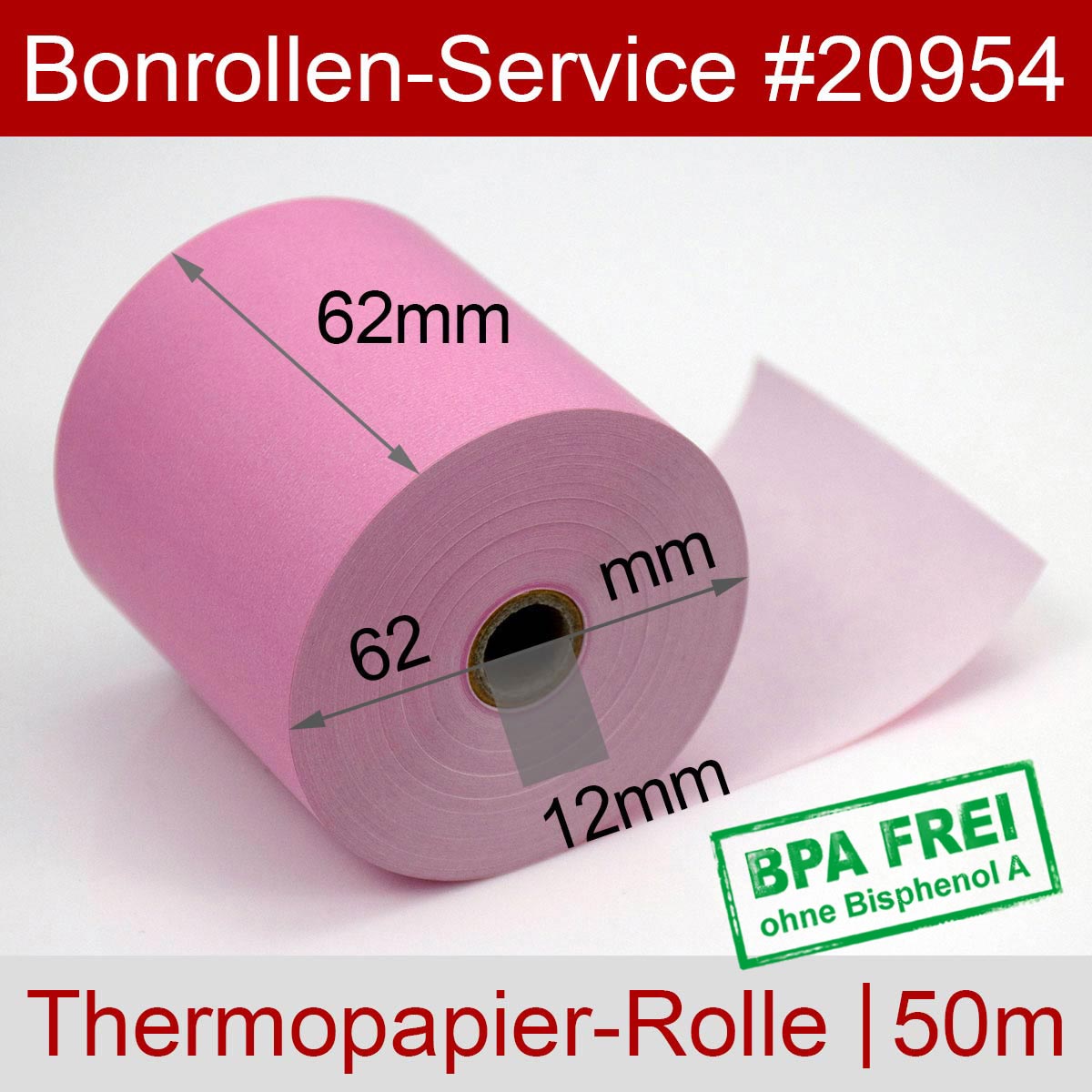 Thermorollen BPA-frei 62 / 50m / 12 rosa - Detailansicht