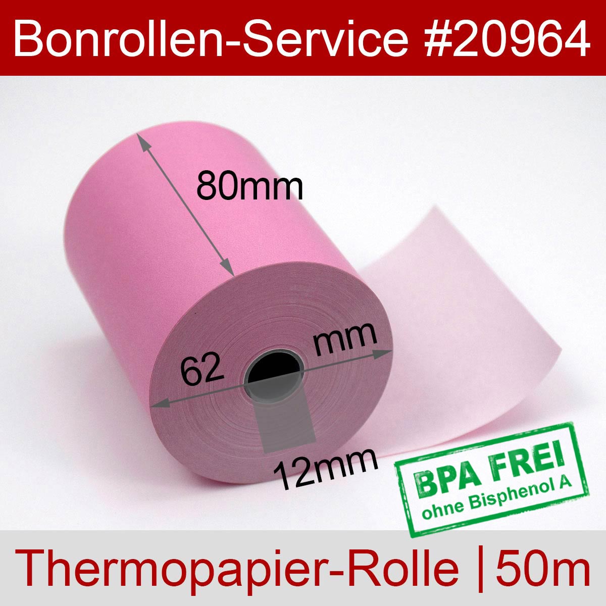 Thermorollen BPA-frei 80 / 50m / 12 rosa - Detailansicht