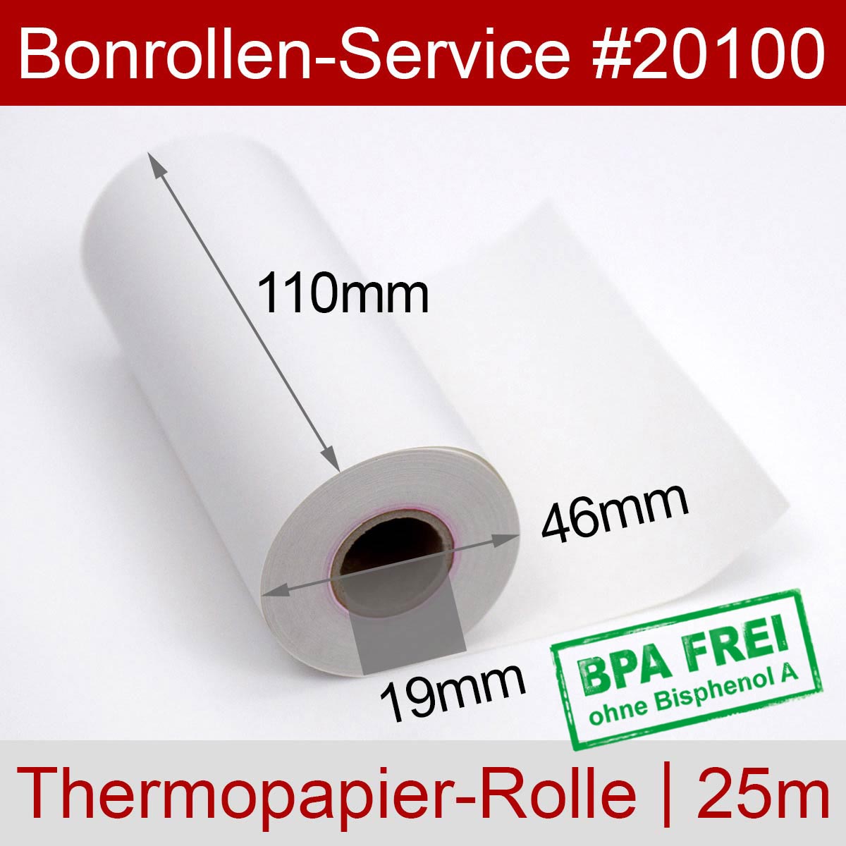 Thermorollen BPA-frei 110 / 25m / 19 weiß - Detailansicht