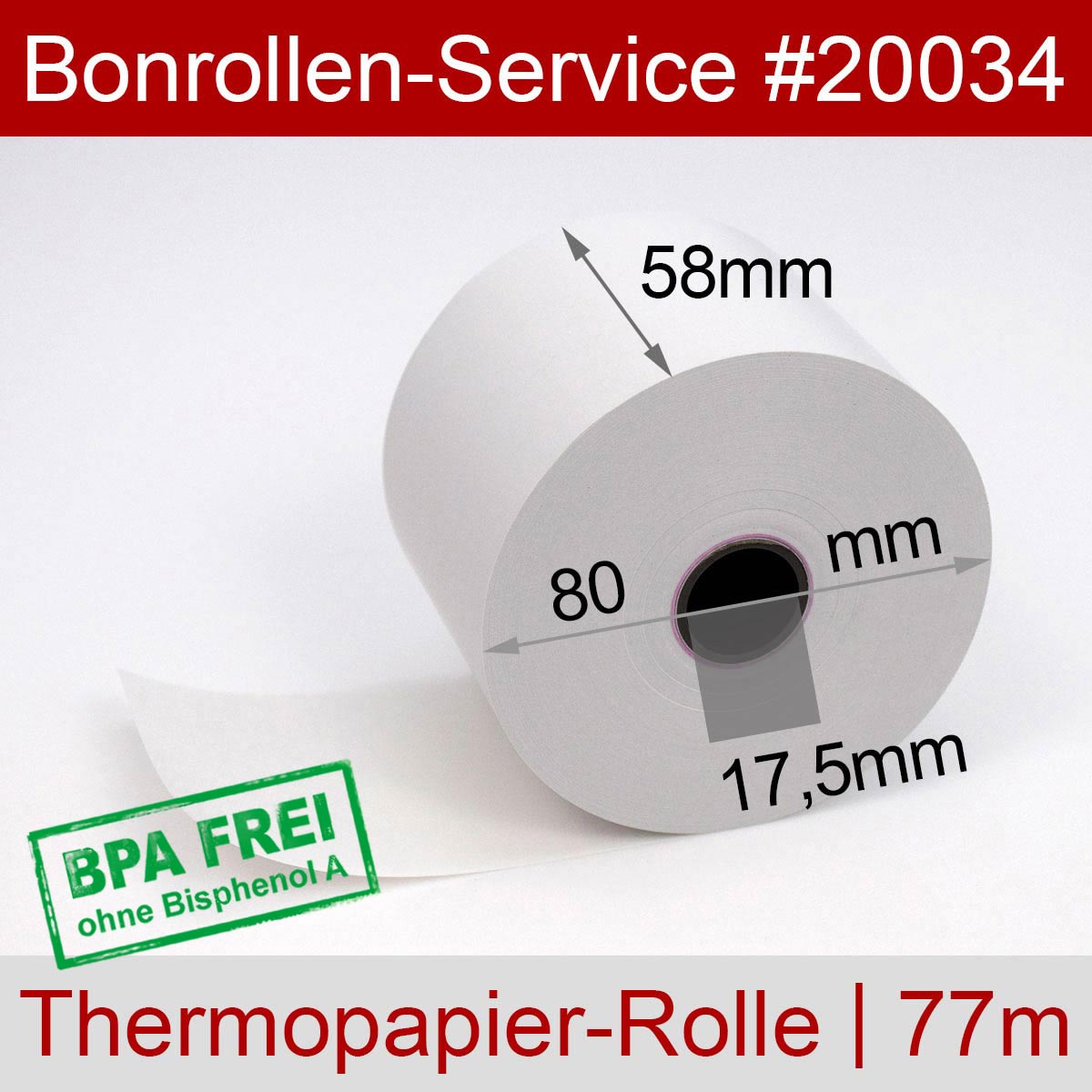 Thermorollen BPA-frei 58 / 80 / 17,5 weiß - Detailansicht