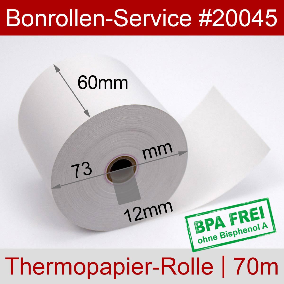 Thermorollen BPA-frei 60 / 70m / 12 weiß - Detailansicht