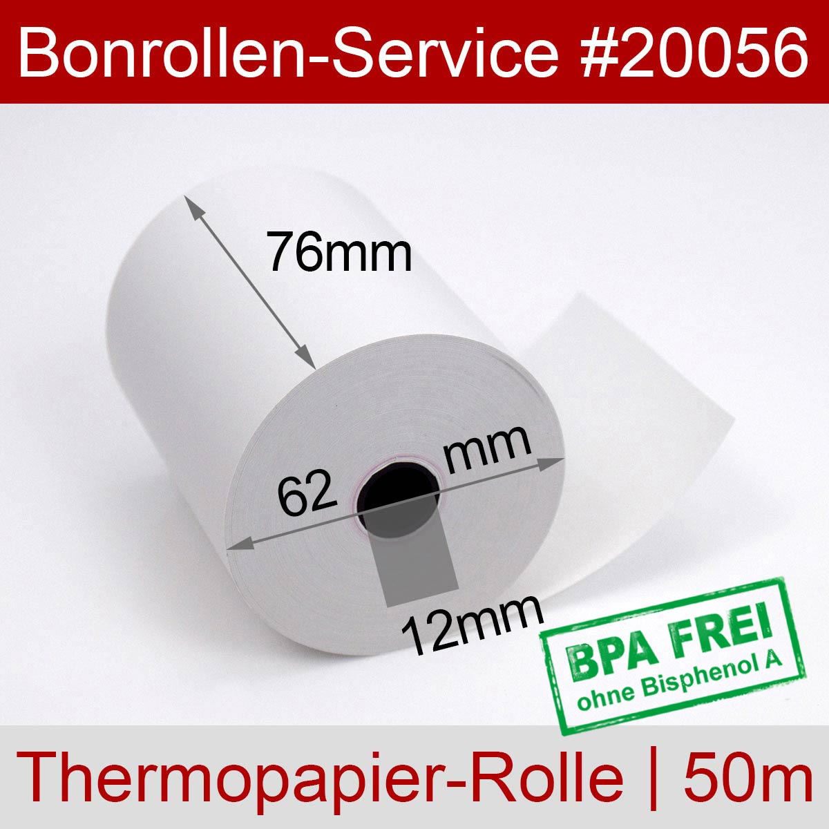 Thermorollen BPA-frei 76 / 50m / 12 weiß - Detailansicht