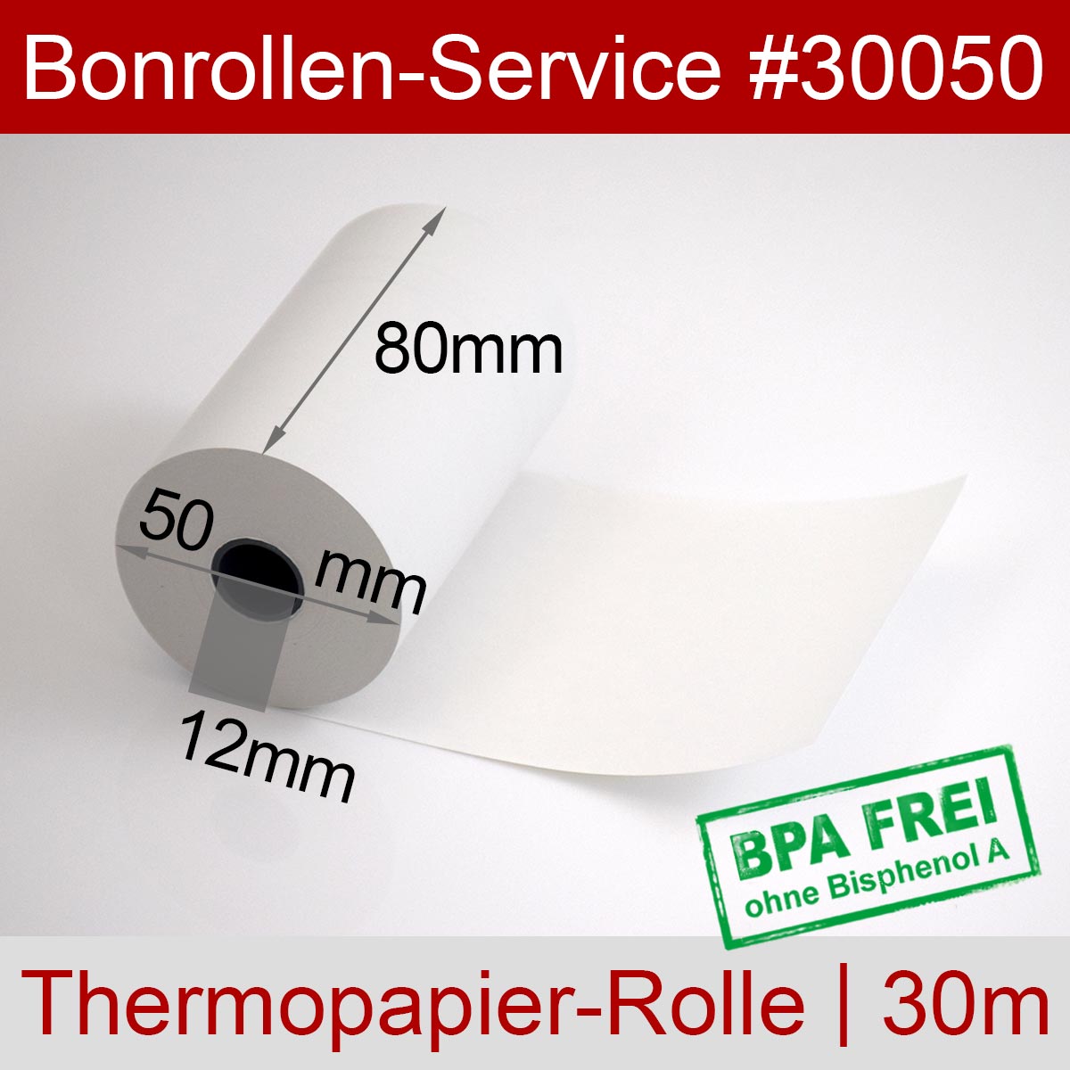 Thermorollen 80 / 50 / 12 BPA-frei, weiß - Detailansicht