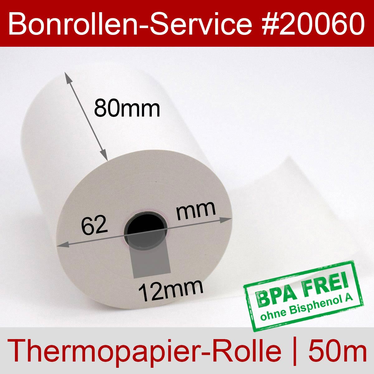 Thermorollen BPA-frei 80 / 50m / 12 weiß - Detailansicht