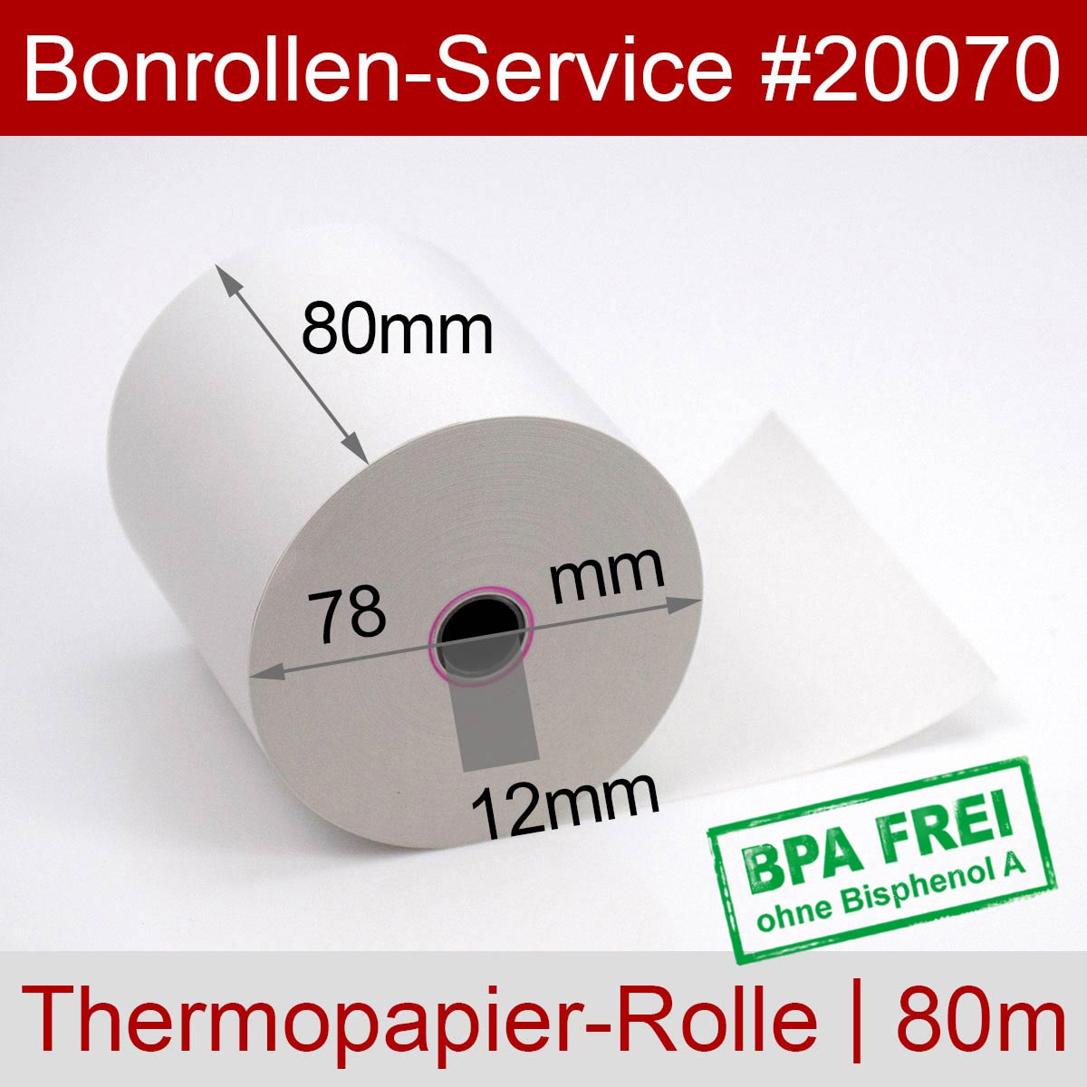 Thermorollen BPA-frei 80 / 80m / 12 weiß - Detailansicht