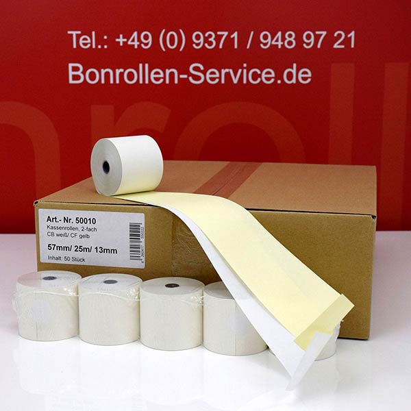 Produktfoto - Durchschlapapierrollen | weiß/gelb | 57/25m/13,3 für Citizen CBM-920