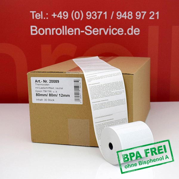 Produktfoto - EC-Rollen 80/80m/12 mit SEPA-Text | weiß | BPA-frei für Multi-Data ELLIX 20