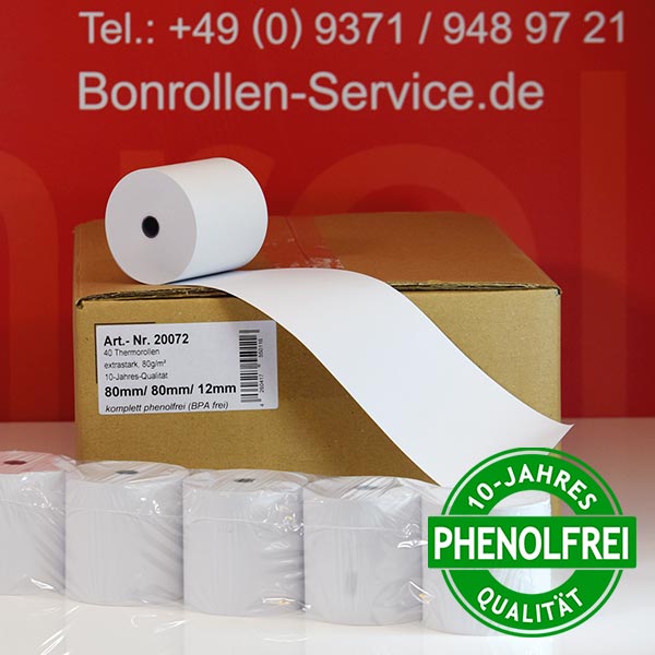 Produktfoto - Extrastarke Thermorollen 80/80m/12 | weiß | phenolfrei für Star TSP 143