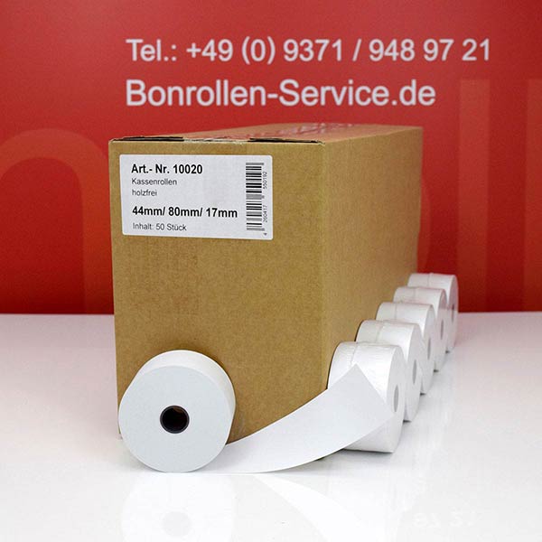 Produktfoto - Bonrollen / Kassenrollen - Normalpapier | weiß | 44/80/17,5 für Micros 472