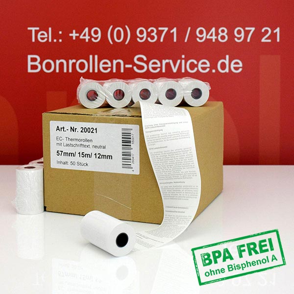 Produktfoto - EC-Rollen 57/15m/12 mit SEPA-Text | weiß | BPA-frei für FMS DPT 200