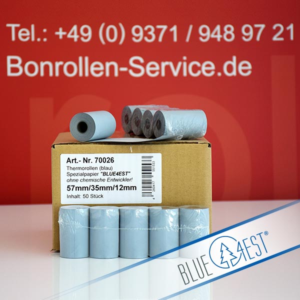 Produktfoto - Öko-Thermorollen 57/14m/12 | blau | Blue4est® für Ready2Order readyP2s