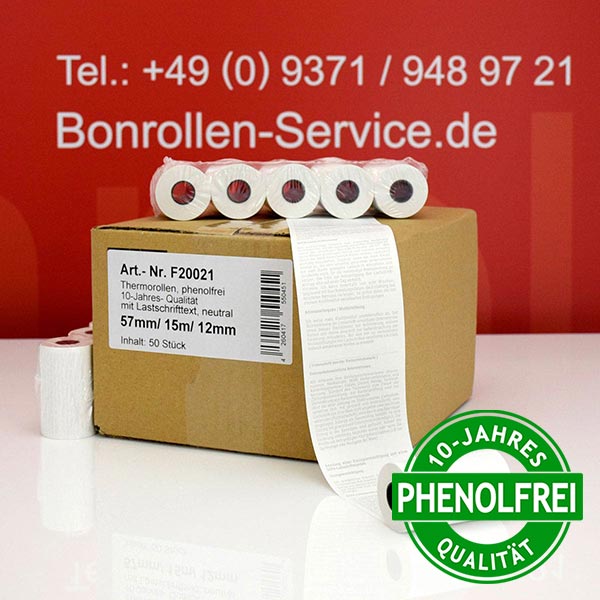 Produktfoto - EC-Rollen 57/15m/12 mit SEPA-Text | weiß | phenolfrei für FMS DPT 200