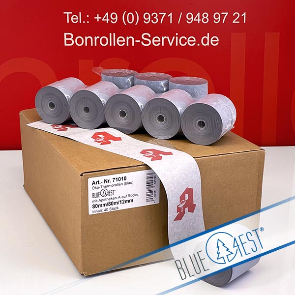 Produktfoto - Öko-Apothekenrollen 80/80m/12 | blau | Blue4est® für Star TSP 654