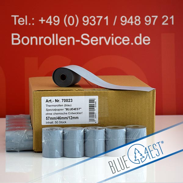 Produktfoto - Öko-Thermorollen 57/25m/12 | blau | Blue4est® für Helmac GPE 6