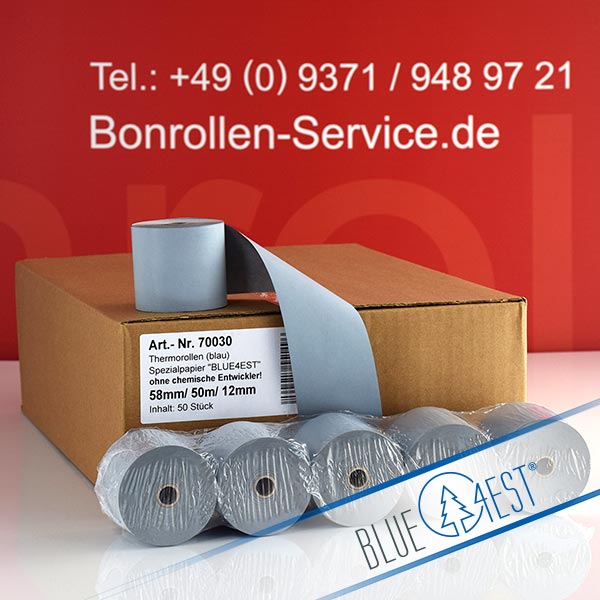 Produktfoto - Öko-Thermorollen 58/50m/12 | blau | Blue4est® für Multi-Data ER 925