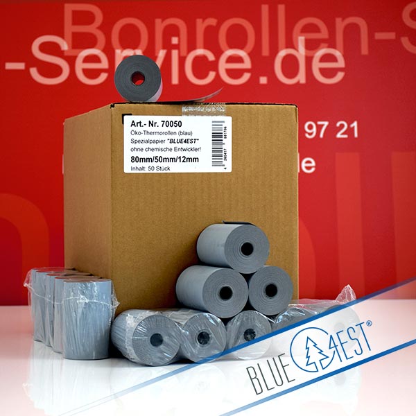 Produktfoto - Öko-Thermorollen 80/50/12 | blau | Blue4est® für SAM4S SPS-530 FD