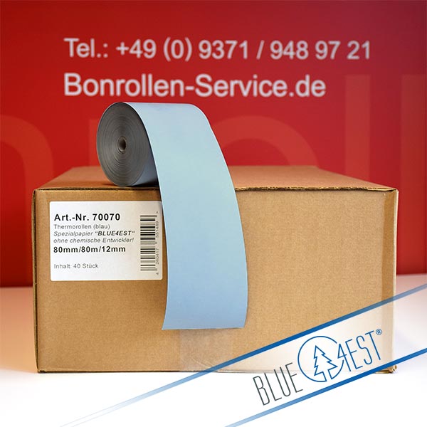 Produktfoto - Öko-Thermorollen 80/80/12 | blau | Blue4est® für Wincor-Nixdorf TH 320