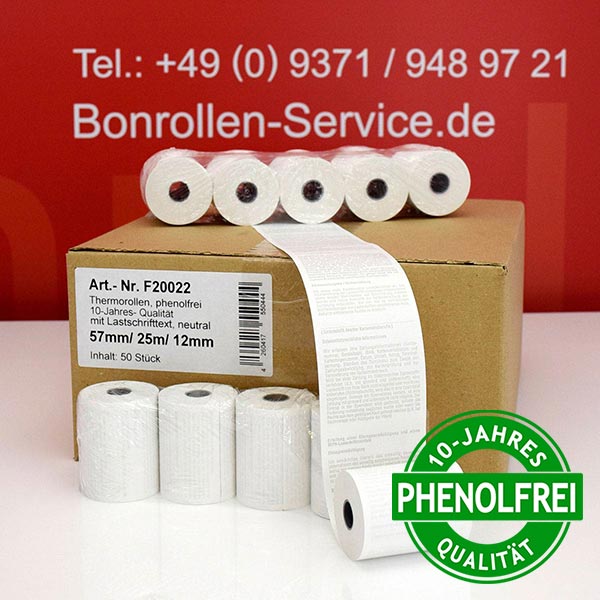 Produktfoto - EC-Rollen 57/25m/12 mit SEPA-Text | weiß | phenolfrei für TEC FS-1535