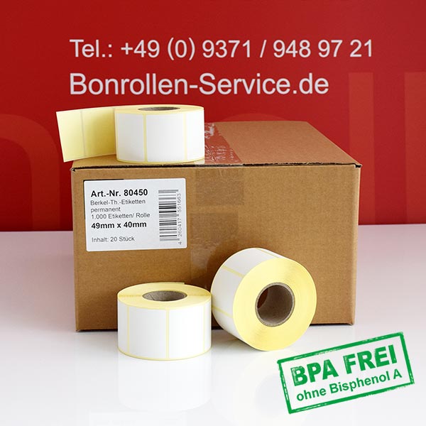 Produktfoto - Thermoetiketten 49x40 > BPA-frei, permanent klebend für Avery-Berkel IX300P