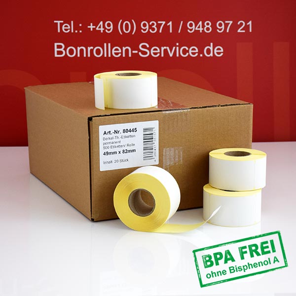 Produktfoto - Thermoetiketten 49x82 > BPA-frei, permanent klebend für Avery-Berkel Xs500