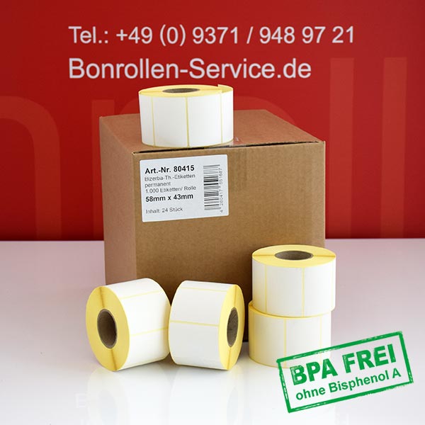 Produktfoto - Thermoetiketten 58x43 > BPA-frei, permanent klebend für Mettler-Toledo bPlus