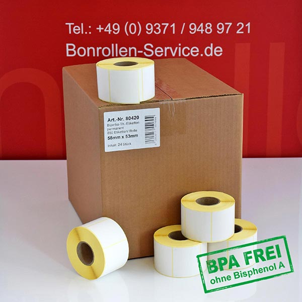 Produktfoto - Thermoetiketten 58x53 > BPA-frei, permanent klebend für Mettler-Toledo bPlus-C2