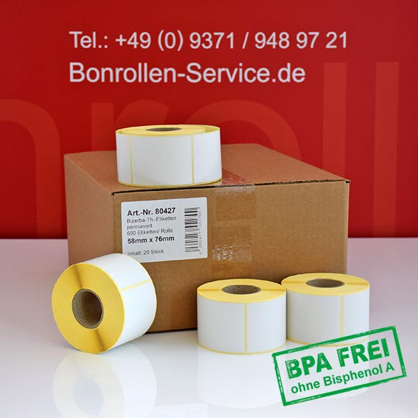 Produktfoto - Thermoetiketten 58x76 > BPA-frei, permanent klebend für Mettler-Toledo bPlus-C2