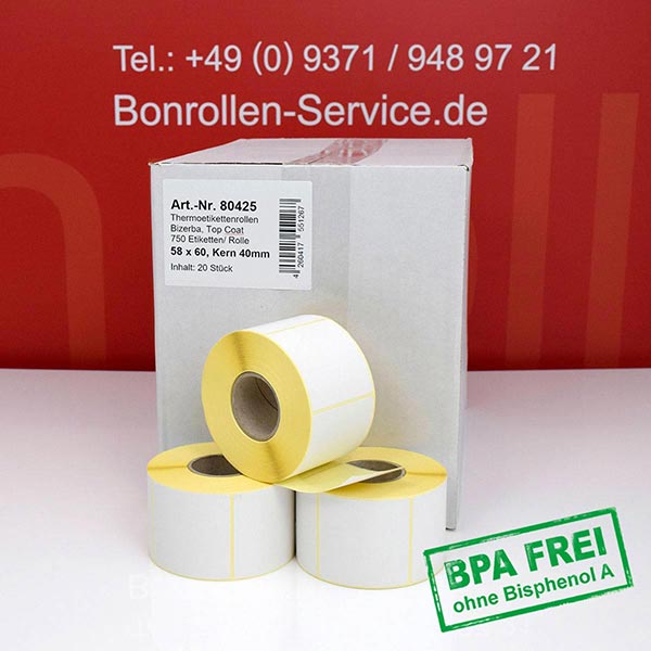 Produktfoto - Thermoetiketten 58x60 > BPA-frei, permanent klebend für Mettler-Toledo bPlus