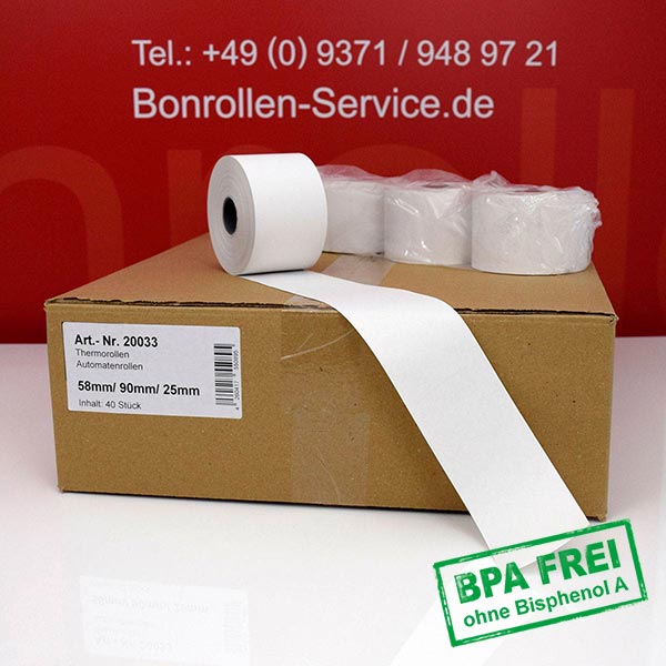 Produktfoto - Thermorollen / Automatenrollen 58/90/25 | weiß | BPA-frei für Bixolon SMP670