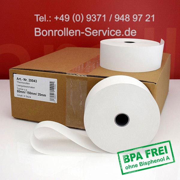 Produktfoto - Thermorollen / Automatenrollen 60/150m/25 | weiß | BPA-frei für Citizen CL-E730