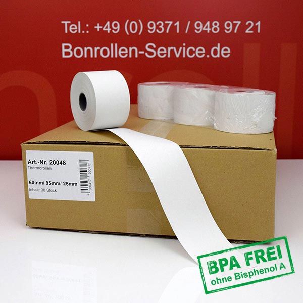 Produktfoto - Thermorollen / Automatenrollen 60/95m/25 | weiß | BPA-frei für Citizen CL-E730