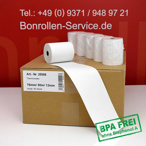 Produktfoto - Thermorollen / Waagenrollen 76/50m/12 | weiß | BPA-frei für Star TSP 200