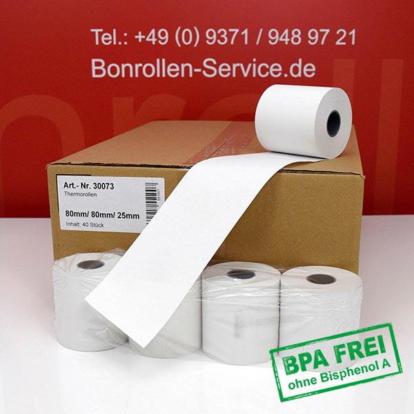 Produktfoto - Thermorollen / Automatenrollen 80/80m/25 | weiß | BPA-frei für Citizen CL-E331