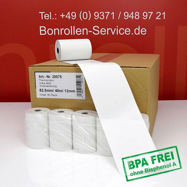 Produktfoto - Thermorollen 82/40m/12 | weiß | BPA-frei - für INKA (INDATEC) für Indatec INKA 450