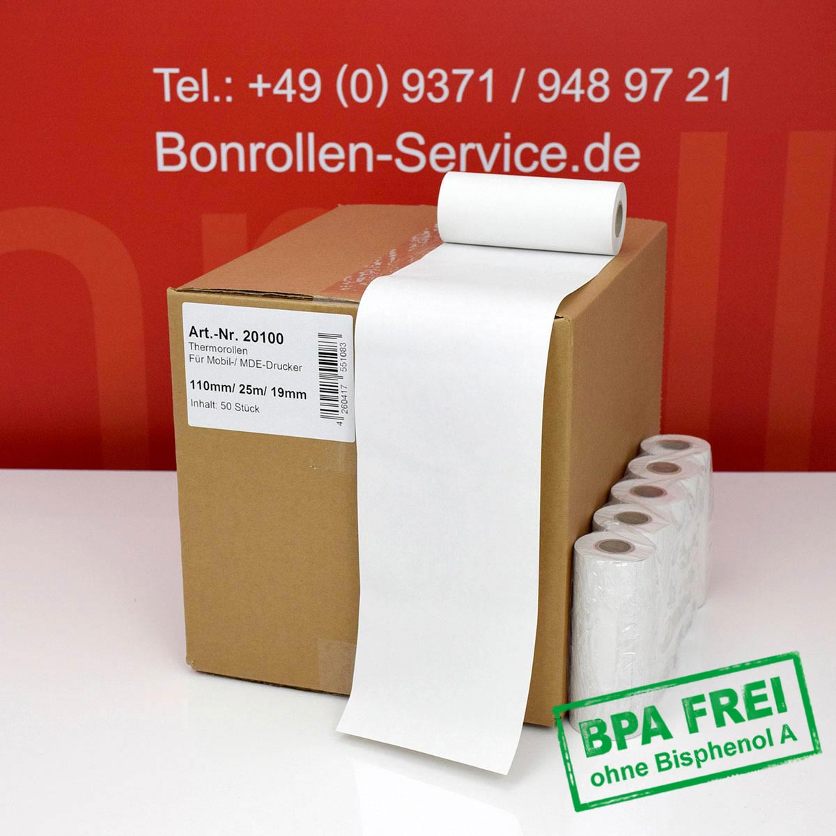 Thermorollen ohne BPA 110 / 25m / 19 weiß