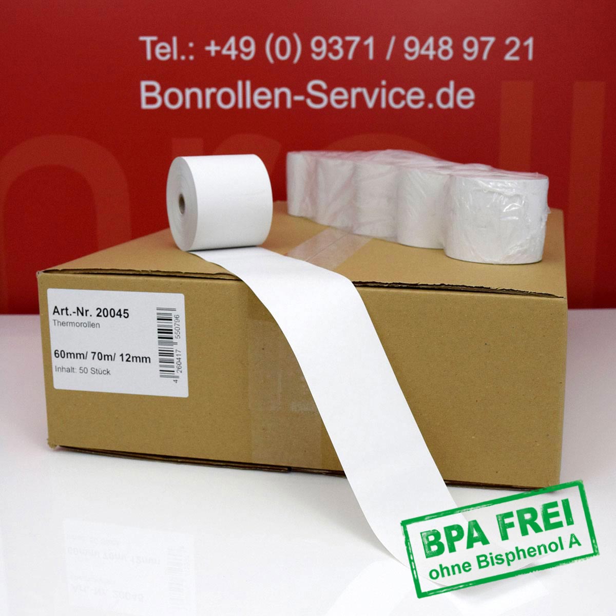 Thermorollen ohne BPA 60 / 70m / 12 weiß