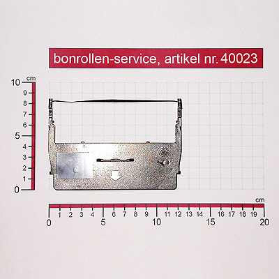 Detailansicht mit Rollenmaßen - Farbband-Kassetten ERC 37 - violett für Olivetti ECR 2500