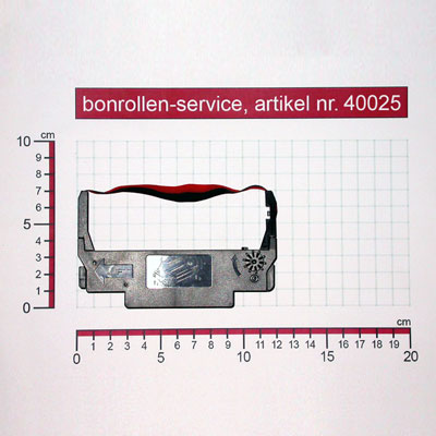 Detailansicht mit Rollenmaßen - Farbband-Kassetten ERC 30/34/38, Gruppe 655 - schwarz/rot für SNBC BTP-M280 A