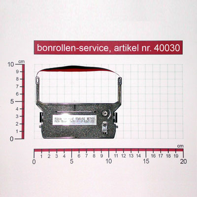 Detailansicht mit Rollenmaßen - Farbband-Kassetten Citizen DP-600 / IR-61 - schwarz/rot für Citizen DP-610
