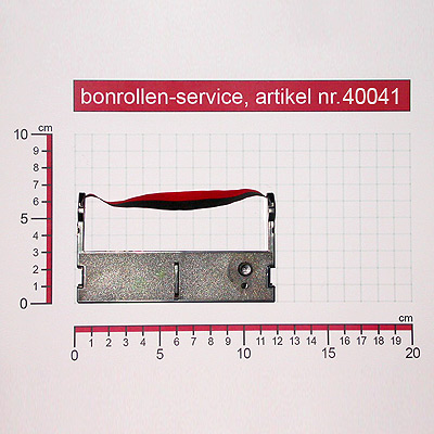 Detailansicht mit Rollenmaßen - Farbband-Kassetten ERC 39 - schwarz / rot für Schultes FD 3